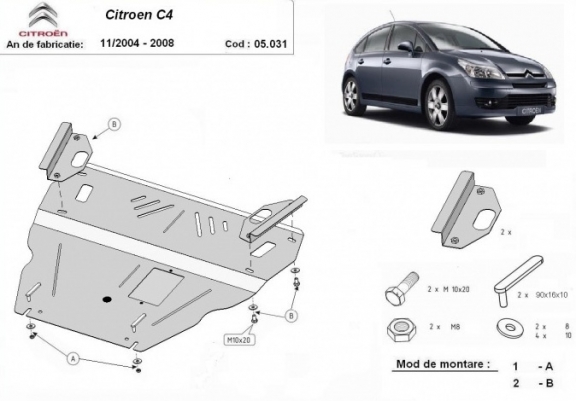 Piastra paramotore di acciaio Citroen C4