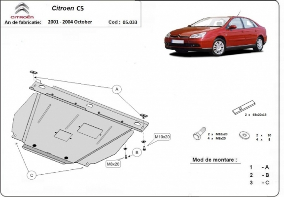 Piastra paramotore di acciaio Citroen C5