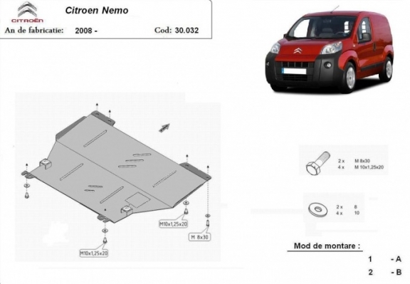 Piastra paramotore di acciaio Citroen Nemo
