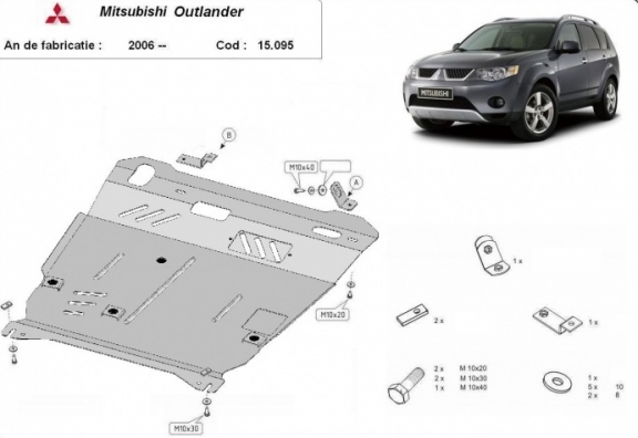 Piastra paramotore di acciaio Mitsubishi Outlander
