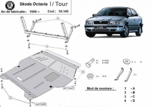 Piastra paramotore di acciaio Skoda Octavia Tour