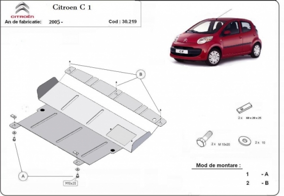 Piastra paramotore di acciaio Citroen C 1