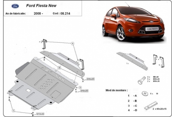 Piastra paramotore di acciaio Ford Fiesta
