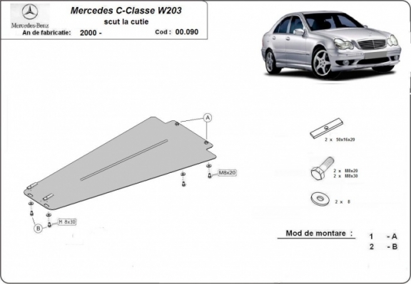 Protezione di acciaio per il cambio Mercedes C-Clasee W203
