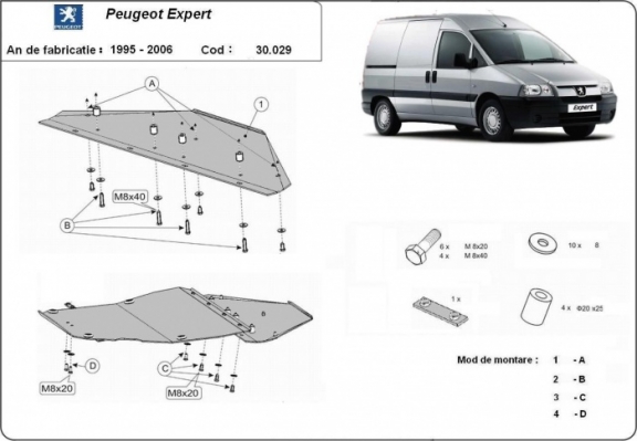 Piastra paramotore di acciaio Peugeot Expert