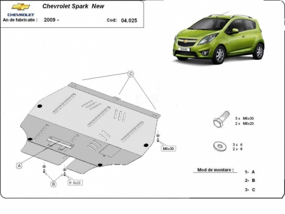 Piastra paramotore di acciaio Chevrolet Spark