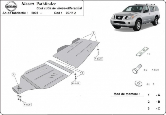 Protezione di acciaio per la differenziale e il cambio Nissan Pathfinder