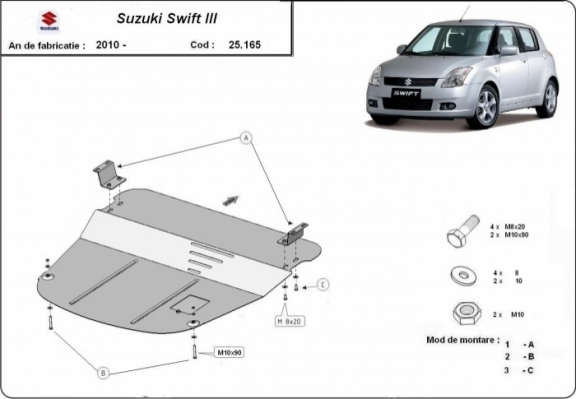 Piastra paramotore di acciaio Suzuki Swift 3