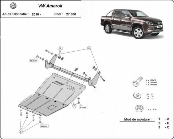 Piastra paramotore di acciaio Volkswagen Amarok