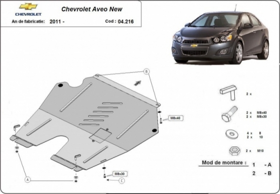 Piastra paramotore di acciaio Chevrolet Aveo