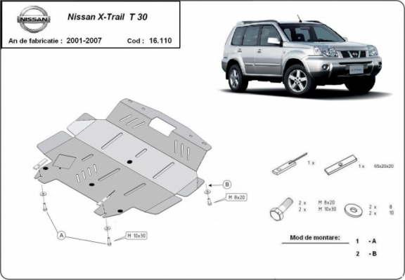 Piastra paramotore di acciaio Nissan X-Trail T30