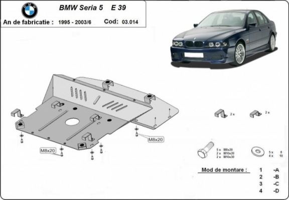 Piastra paramotore di acciaio BMW Seria5 E39
