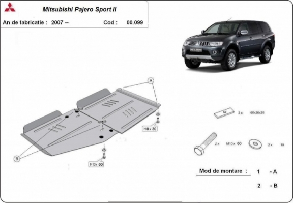 Protezione di acciaio per il cambio Mitsubishi Pajero Sport 2