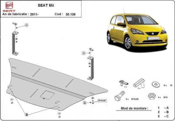 Piastra paramotore di acciaio Seat Mii