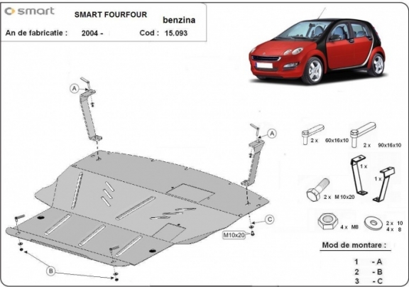 Piastra paramotore di acciaio Smart ForFour petrol