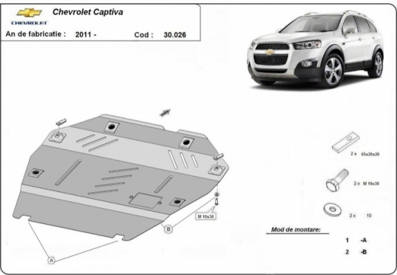 Piastra paramotore di acciaio Chevrolet Captiva