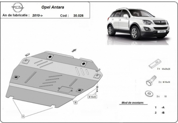 Piastra paramotore di acciaio Opel Antara