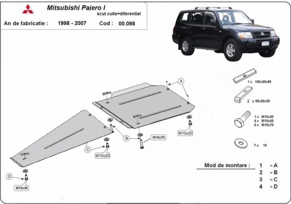 Protezione di acciaio per il differenziale Mitsubishi Pajero Sport 1