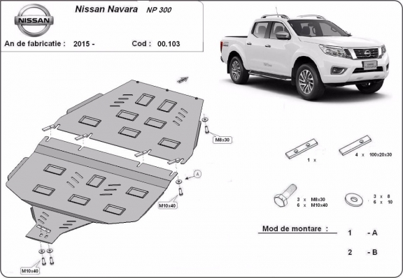 Protezione di acciaio per il cambio Nissan Navara NP300 - D23