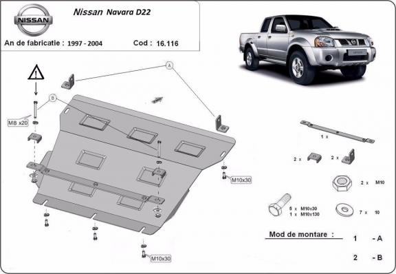 Piastra paramotore di acciaio Nissan Navara D22