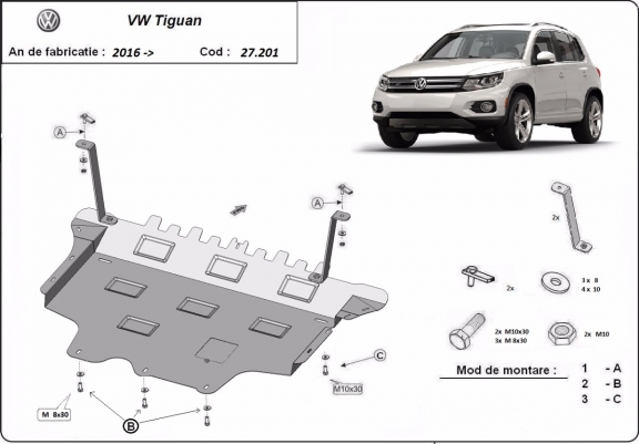 Piastra paramotore di acciaio VW Tiguan