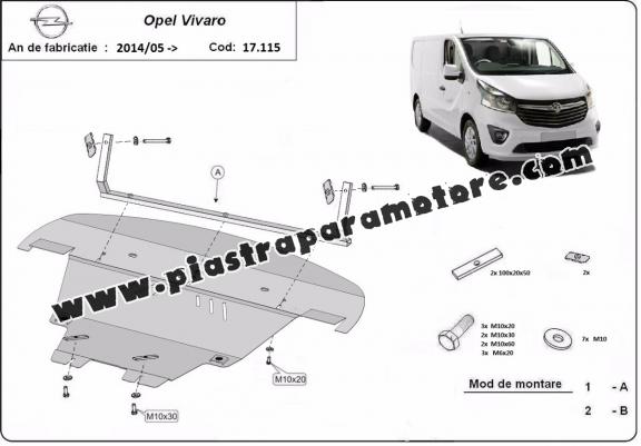Piastra paramotore di acciaio Opel Vivaro B 