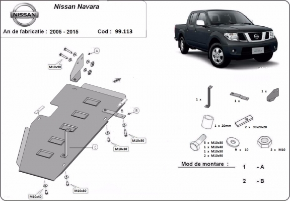 Protezione di acciaio per il serbatoio Nissan Navara D40