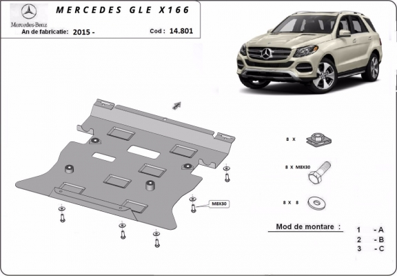 Piastra paramotore di acciaio Mercedes GLE X166