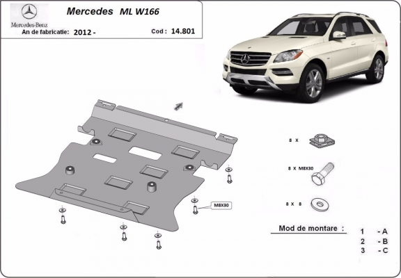 Piastra paramotore di acciaio Mercedes ML W166