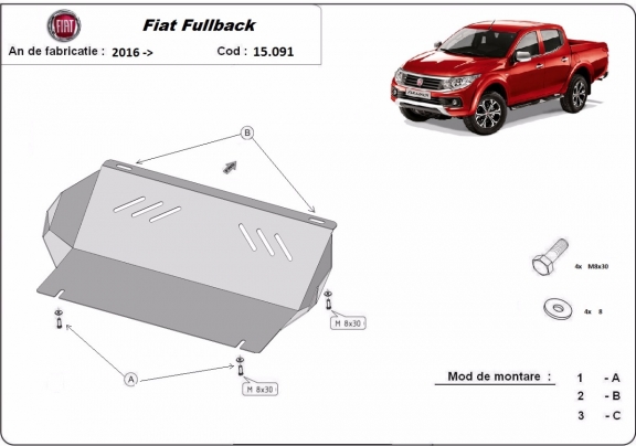 Protezione di acciaio per il radiatore Fiat Fullback