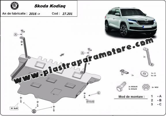 Piastra paramotore di acciaio Skoda Kodiaq