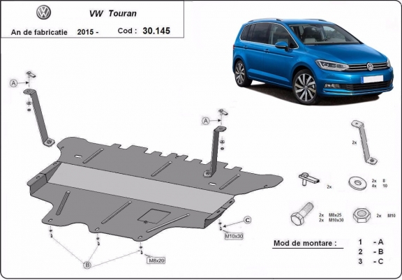 Piastra paramotore di acciaio VW Touran - cambio manuale