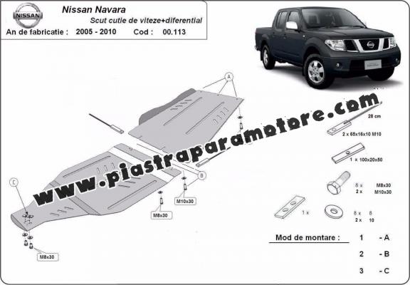 Protezione di acciaio per  il cambio Nissan Navara D40