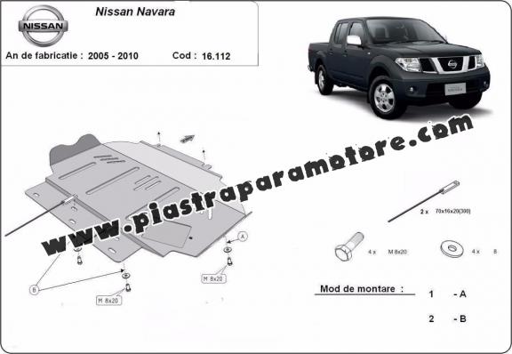 Piastra paramotore di acciaio Nissan Navara D40