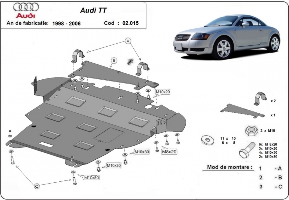 Piastra paramotore di acciaio Audi TT