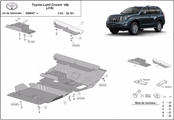Piastra paramotore di acciaio Toyota Land Cruiser 150