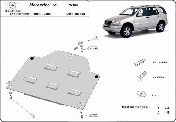 Protezione di acciaio per il differenziale Mercedes ML W163