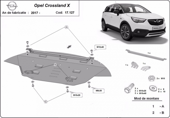 Piastra paramotore di acciaio Opel Crossland X
