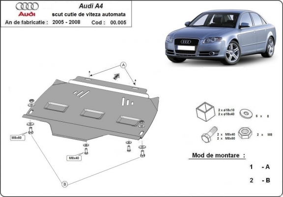Protezione di acciaio per il cambio Audi A4  B7