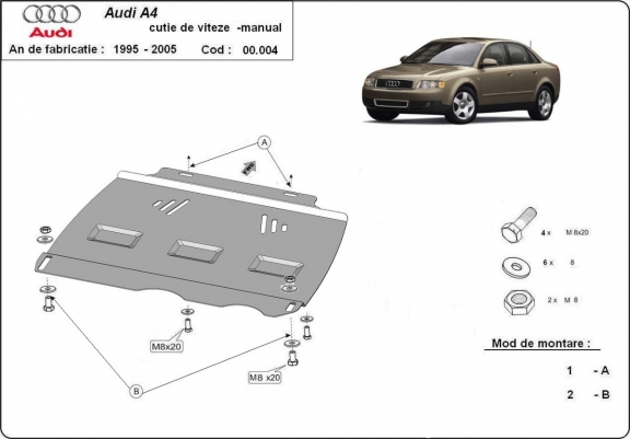 Protezione di acciaio per il cambio manuale Audi A4  B6