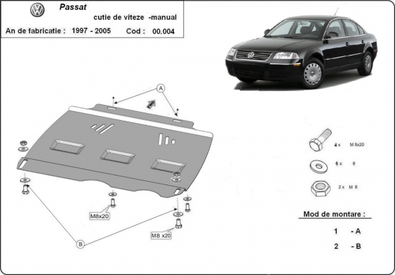Protezione di acciaio per il cambio manuale VW Passat B5, B5.5