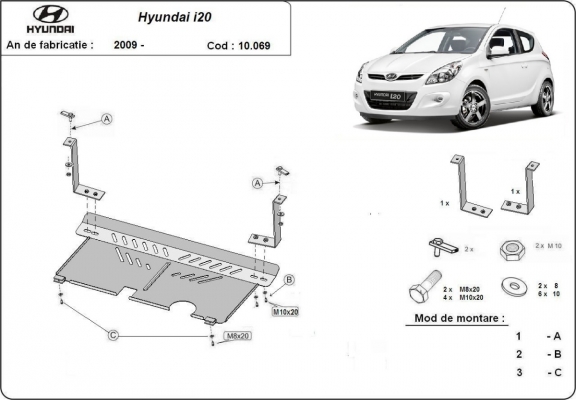 Piastra paramotore di acciaio Hyundai i 20