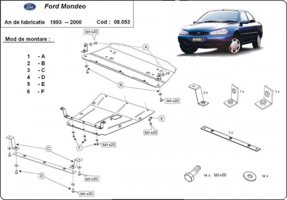 Piastra paramotore di acciaio Ford Mondeo 1,2
