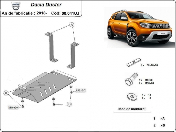 Protezione di acciaio per il differenziale  Dacia Duster 4x4