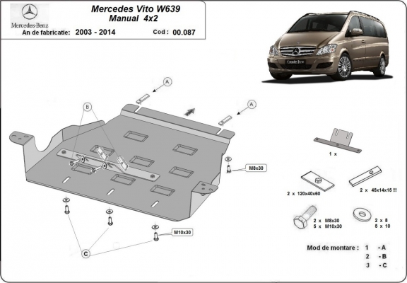 Protezione di acciaio per il cambio Mercedes Viano W639 - 2.2 D 4x2
