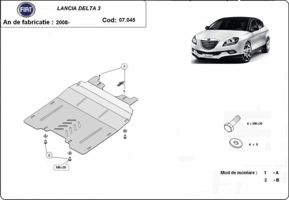 Piastra paramotore di acciaio Lancia Delta 3