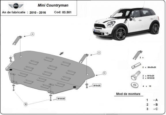 Piastra paramotore di acciaio Mini Countryman R60