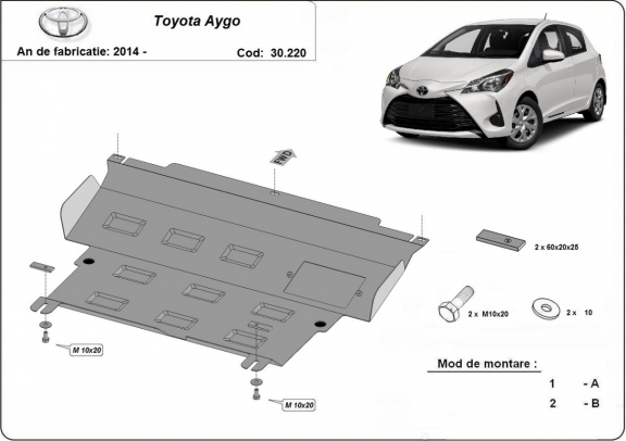 Piastra paramotore di acciaio Toyota Aygo AB40