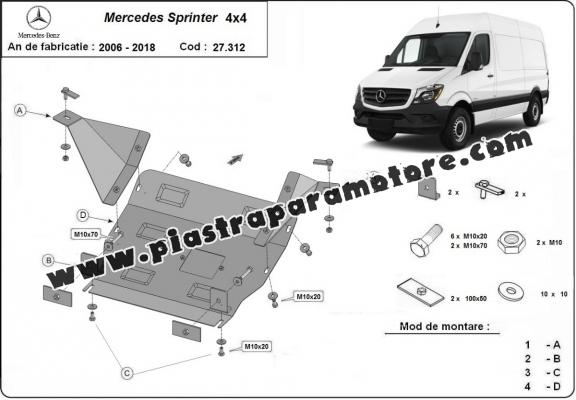Piastra paramotore di acciaio Mercedes Sprinter 906 4x4