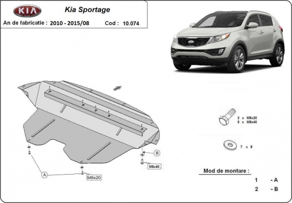 Piastra paramotore di acciaio Kia Sportage